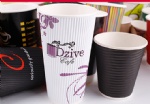 Recycled Custom Logo Printed Disposable Ripple Paper Coffee Cup With Lids